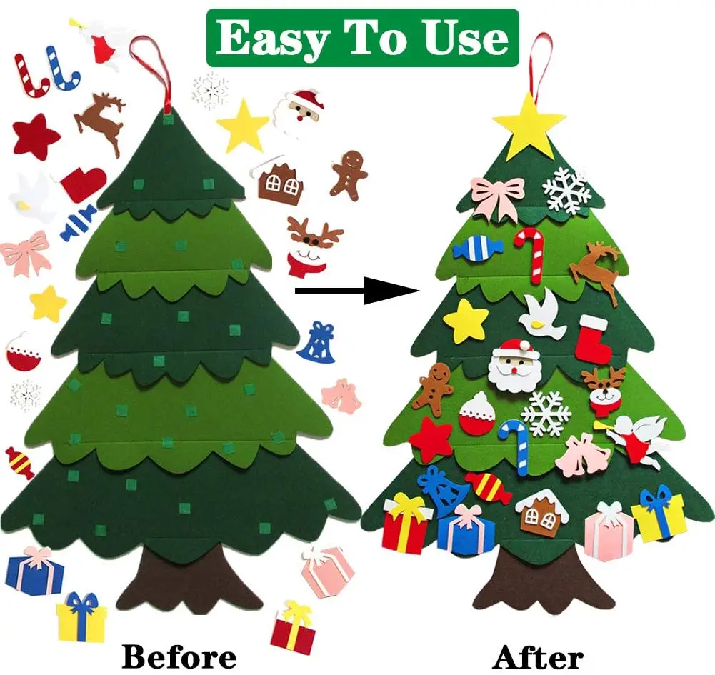 

DIY Home Decoration Felt Christmas Tree Set Wall Hanging Children's Felt Christmas Craft Kits for Wall Decoration