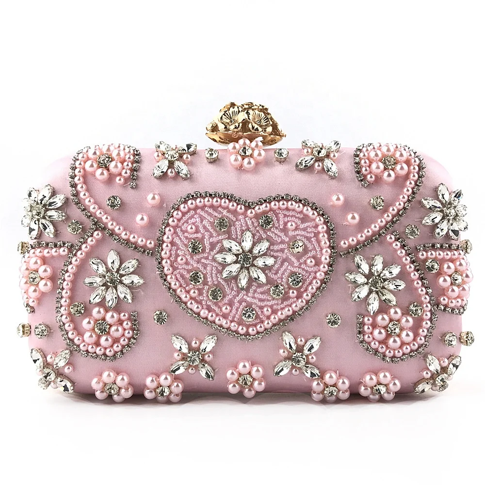 

2021 Luxurious Glitter Ladies Party Bags Small Embroidery Crystal Evening Quality Women Wedding Clutch Bags