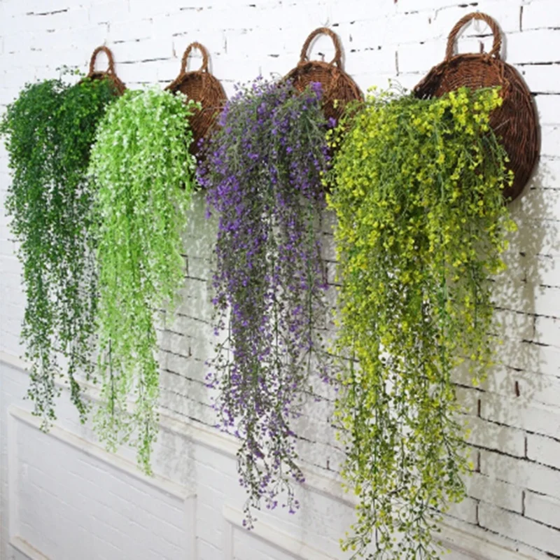 

Mrosaa Simulation Rattan Plant Flower Artificial Flower Hang Green Artificial flower Living Room Wall Party Home Decoration