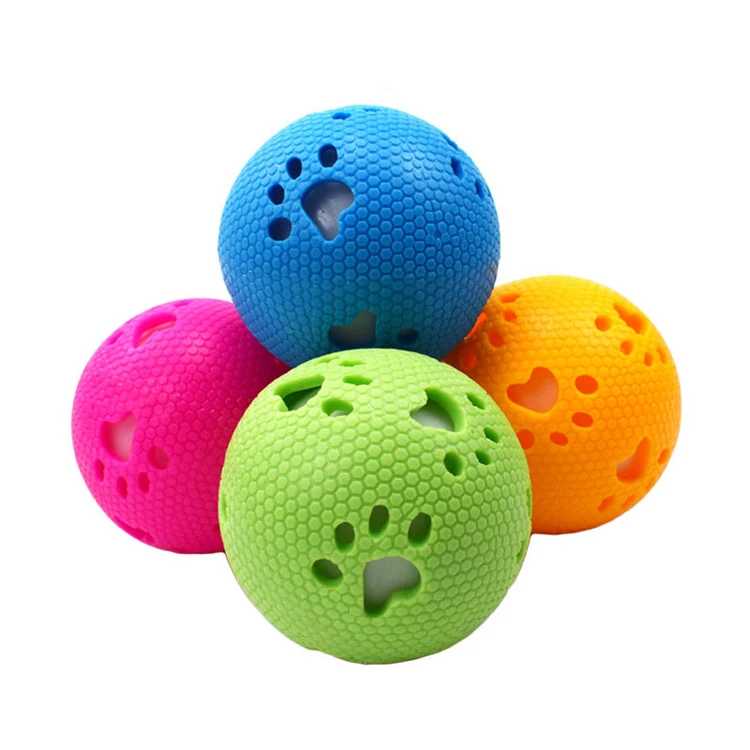 

Factory Direct Sales Safe Durable Rubber Squeaky Luminous Ball Pet Dog Toy, Random