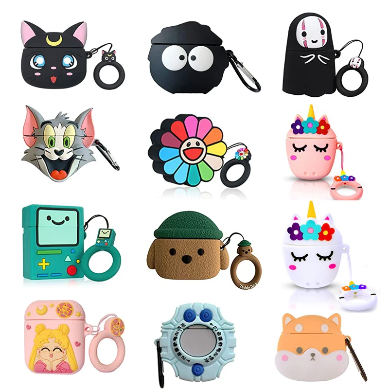 

Hot Selling 3D Cartoon Cute Silicone Case with Hook Keychain Protective Cover Case for Airpods 1 2 for Airpods 3 Pro