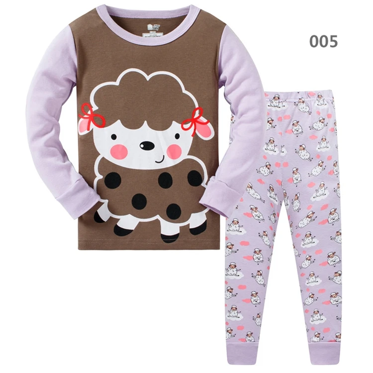 

High quality 100% soft cotton knit animal printed long sleeves children baby pajamas, Many colors