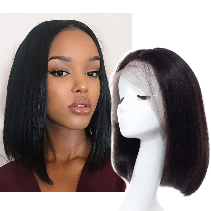 

Letsfly Silky Straight Lace Frontal Bob Wigs, 100% Human Hair Weave Brazilian Remy 12inch 14inch 16inch 18inch Cheap Hair Vendor