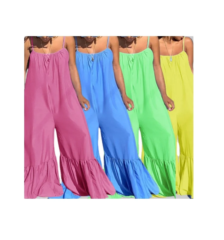 

summer 2021 rompers cropped pants v neck butterfly women wide leg jumpsuit, As you can see