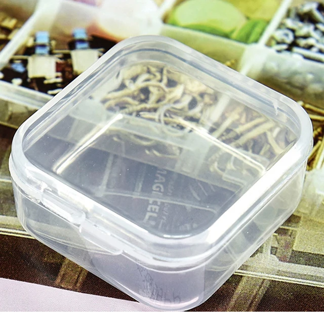 

Small Items Crafts Jewelry Beads Storage Plastic Transparent Square Storage Boxes Containers Organizer with Hinged Lid