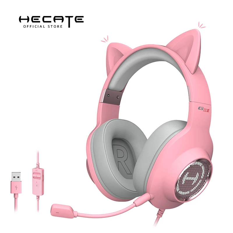 

EDIFIER G2II Pink Cat Ear RGB Light Cute Girls Foldable Wireless Stereo Game Headphone