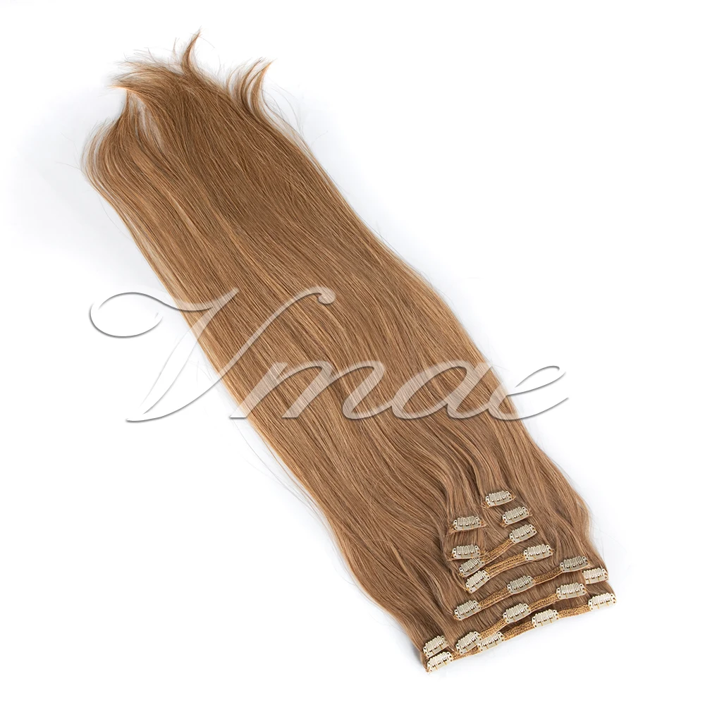 

Russian European Virgin Raw 100 Human Hair 16-26 Inch 100g #27 Straight Clip Ins Human Hair Extensions