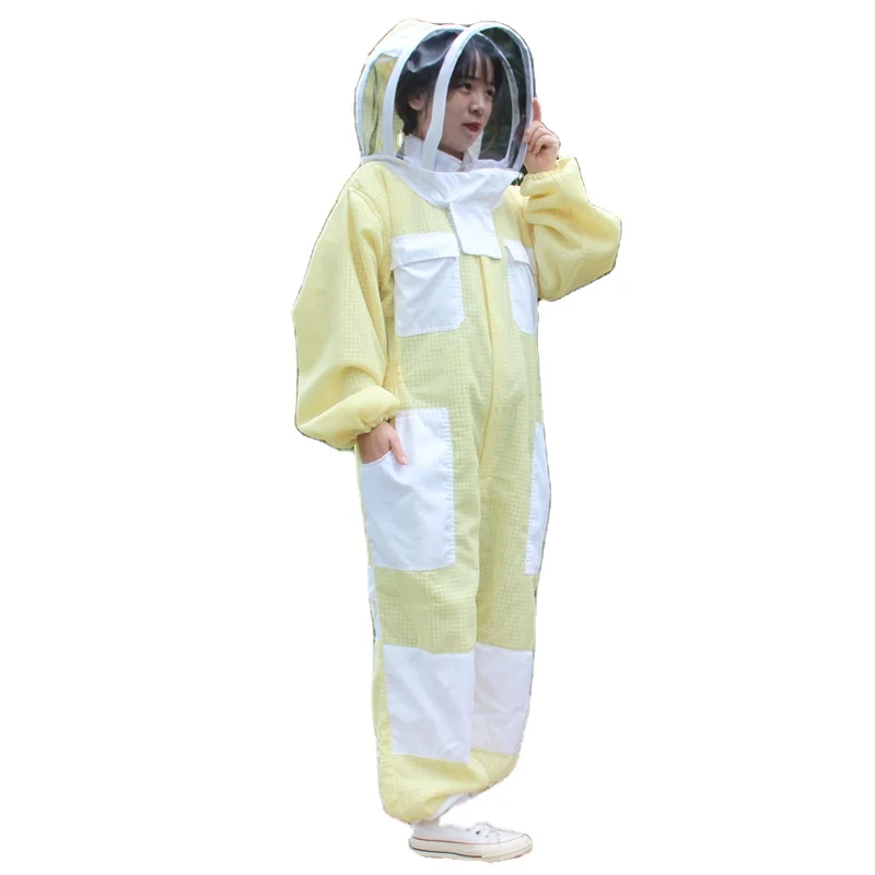 

65% cotton35% polyester Anti-bee suit Beekeeping equipment Beekeeping clothing Full Body Beekeeping Clothing Veil Hood Hat, Yellow