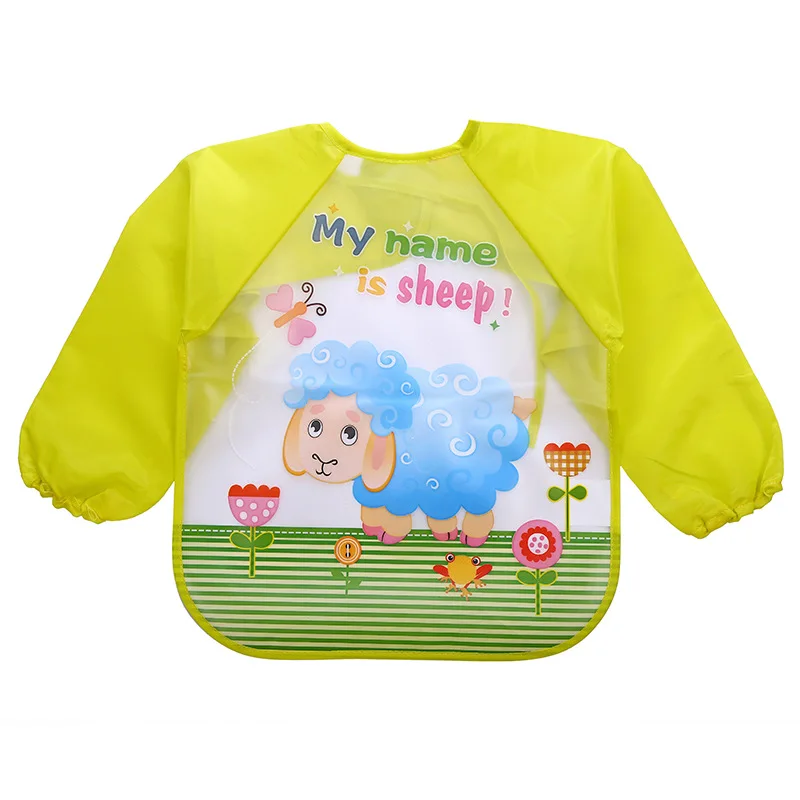 

Baby Bibs Waterproof Long Sleeve Mickey Minnie Girl Bibs Kids Burp Cloth Feeding Bib with Pocket Child