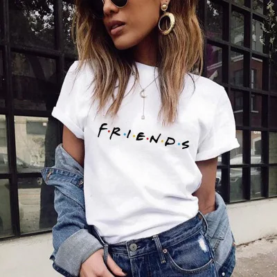 

Friends Printing T Shirt Summer Women Short Sleeve Leisure Top Tee Casual Ladies Female T Shirts Plus Size Woman Clothing