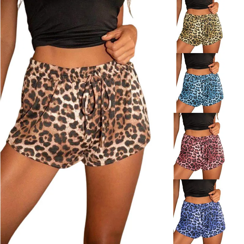 

2021 European and American summer hot style ladies shorts loose print leopard print fashion shorts