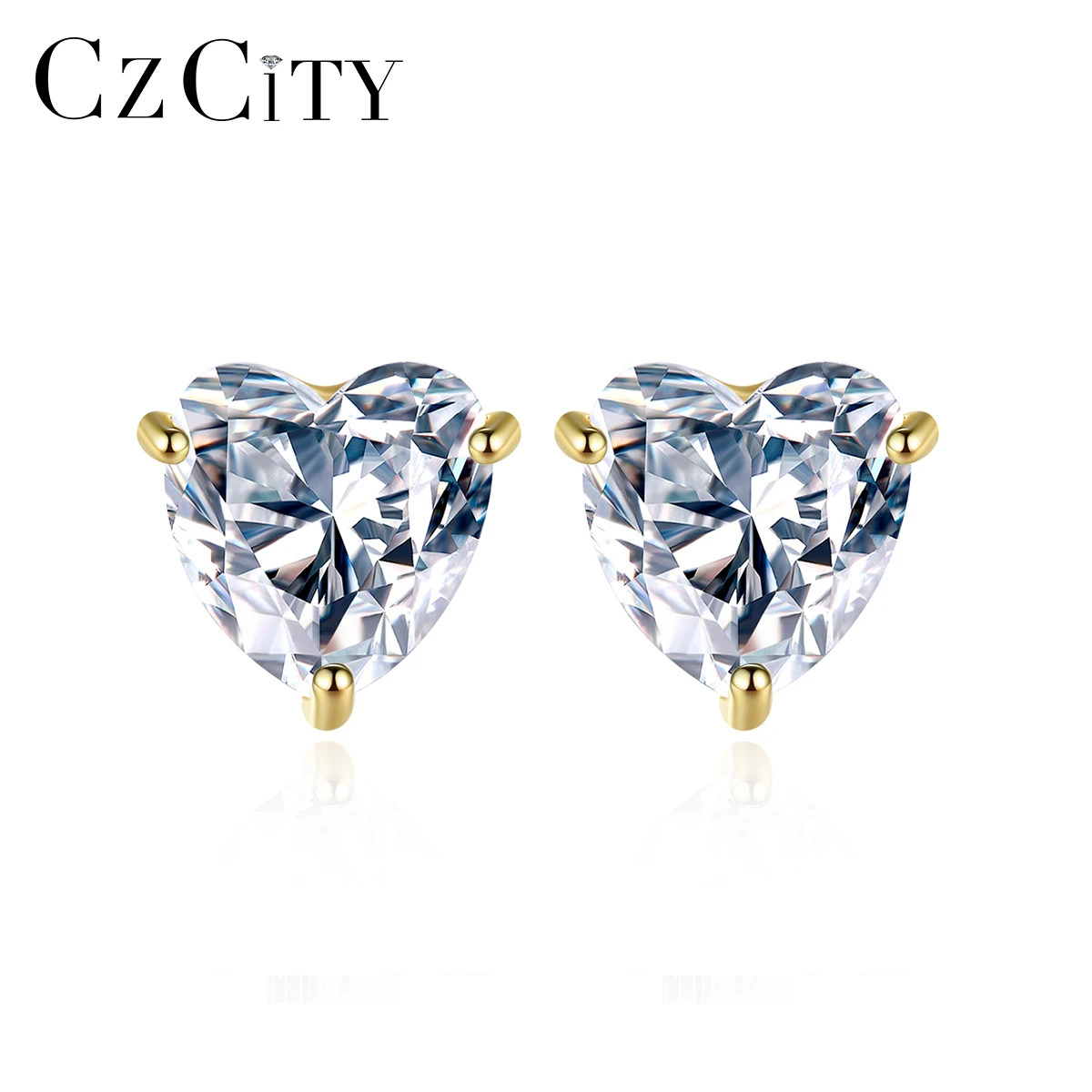 

CZCITY Fashion Earing for women Elegant Women Silver Stud 2021 925 Sterling Silver Earrings Heart Shaped Earring
