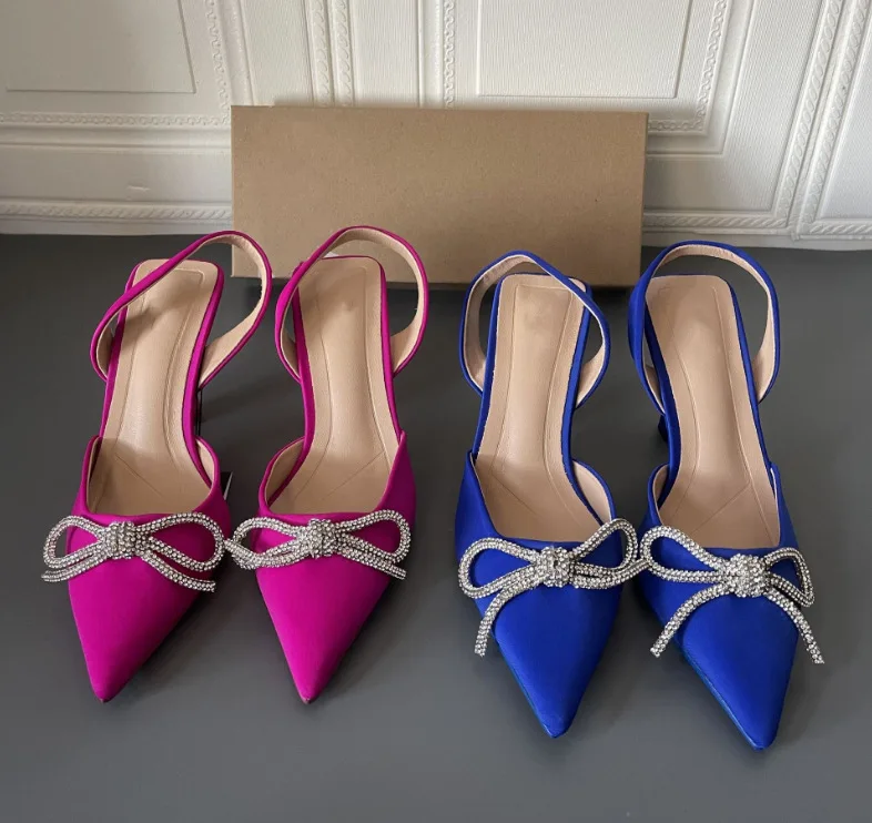 

Dropshipping women shoes bow high heels 2022 fashion pointed toe sandals