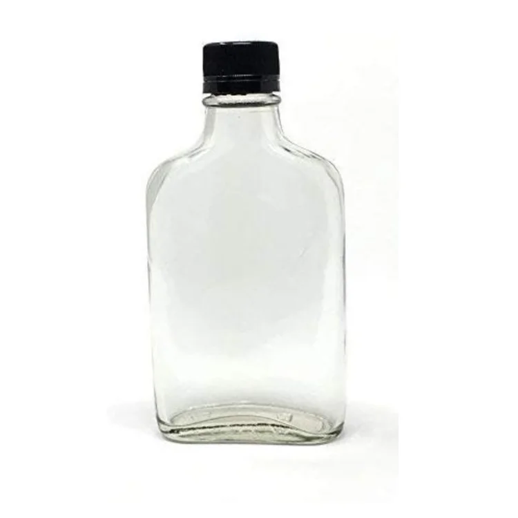 200ml Glass Flask Liquor Bottle With Black Caps Buy 200ml Bottle,200ml Glass Bottle,Glass