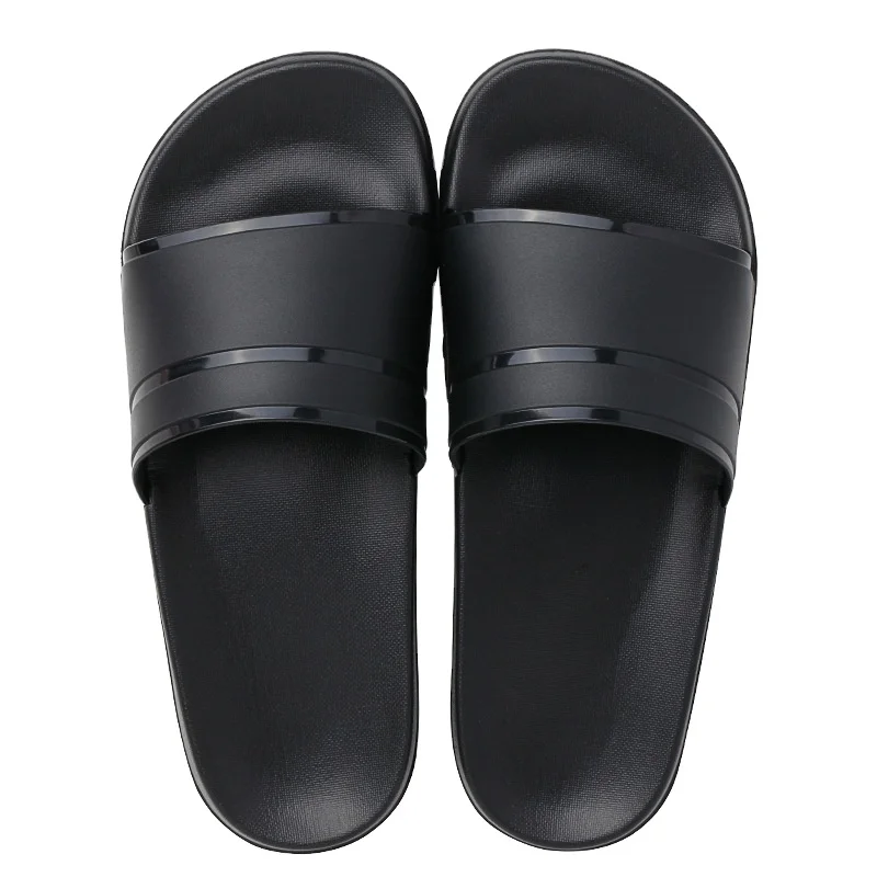 

Wholesale low MOQ men's indoor slippers simple black and white unisex slippers