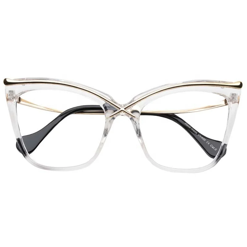 

New Women Wholesales Oversize Cat Eye Translucent Full Rim Eyewear Glasses Frame Optical Eyeglasses Frames, 5 colors