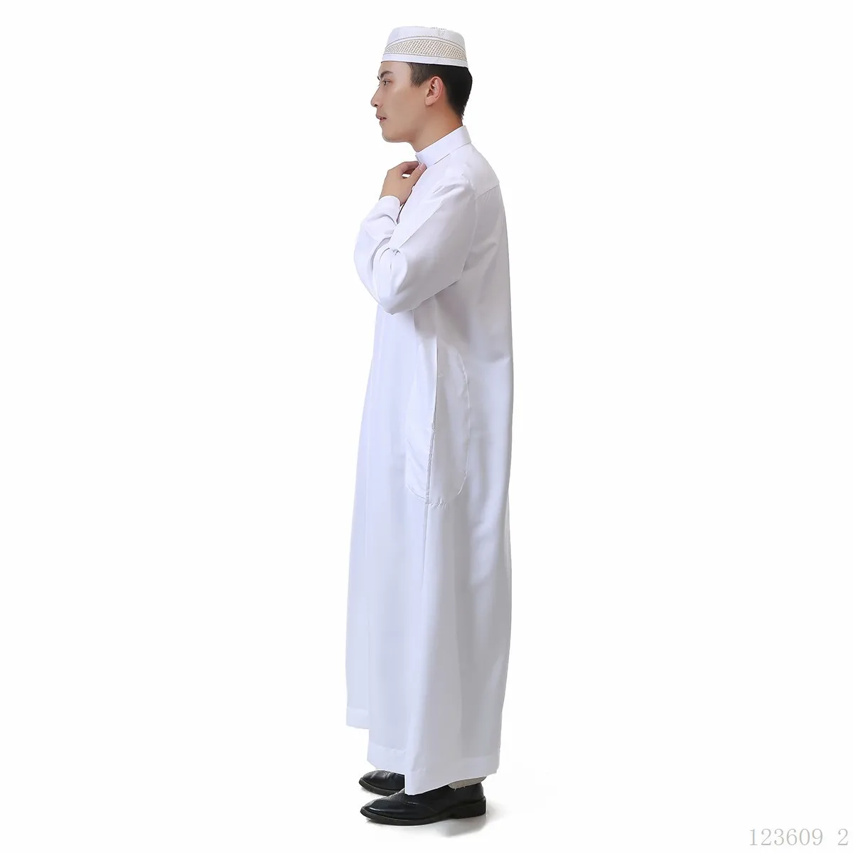 

GH Dropshipping White Summer Cotton Oman Thobe Abaya Muslim Dresses For Men