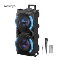 

0EM double 8 inch karaoke subwoofer portable trolley speaker with LED Colored lights/Bluetooth Wireless Charging sound box