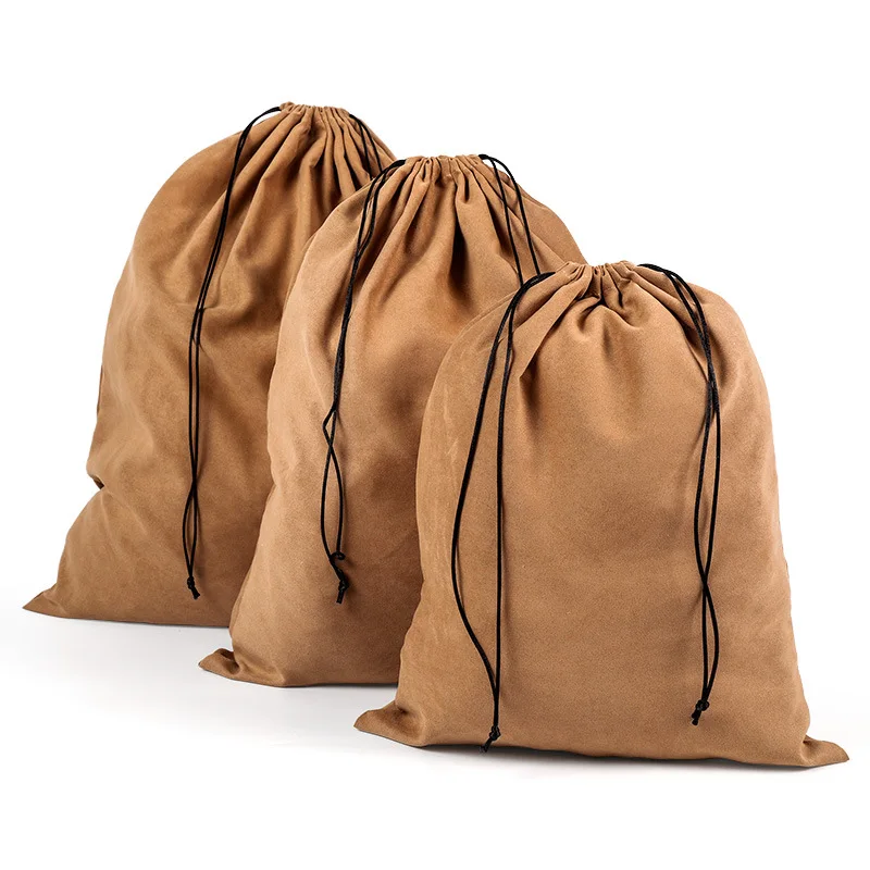 

Custom Hotsell Reusable Suede Flannel Fabric Drawstring bag storage bag, Customized