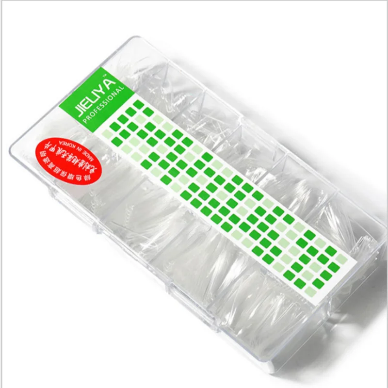 

500pcs/Box Nail Tips 500pcs Coffin False Nails Long Clear/Natural Nail Art Tips Flat Shape Full Cover Manicure French Style, As picture