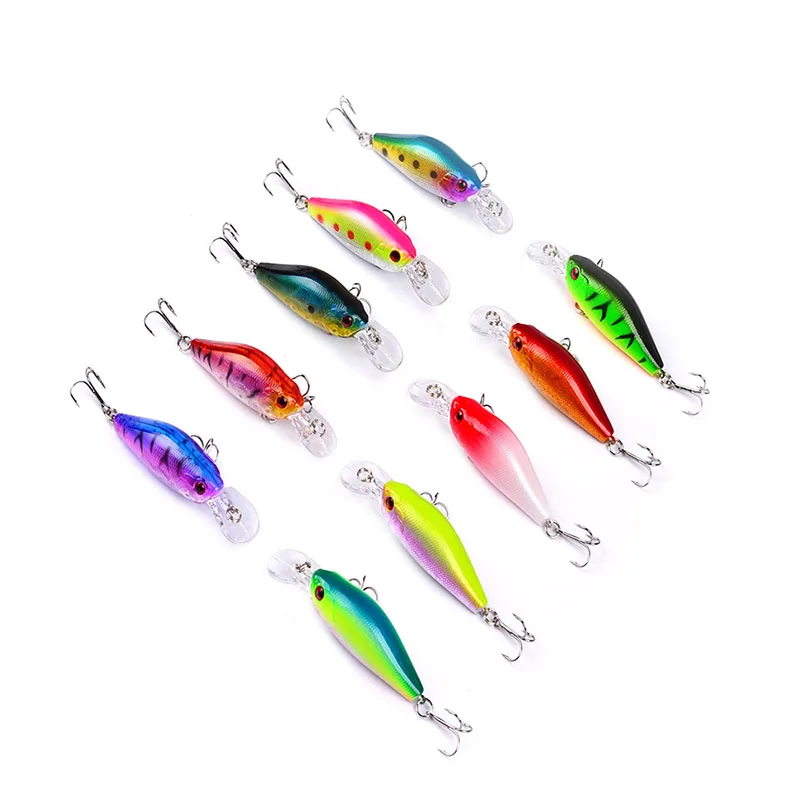 

7cm/8g Artificial Simulation Crank ABS Plastic Hard Bait Anti-corrosion Bass 6# With Hook 3D Eyes Bionic Bait Fishing