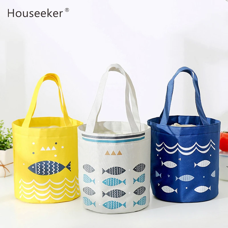 

Cartoon Fish Lunch Bag for kids Women Portable Drawstring Cooler Storage Bag Fresh-Keeping Breakfast Fruit Food Ice Pack