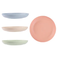 

Wheat straw BPA free plastic food dish plate microwave safe lightweight salad cake dishes unbreakable dinner plates tableware