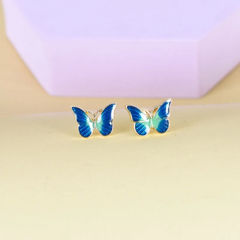 

Simple Design Delicate Dripping Oil 925 Silver Butterfly Stud Earrings For Women