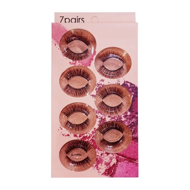 

7 pairs week set custom full strip lashes mink fur fake eyelashes 3d mink eyelashes private label, Natural black