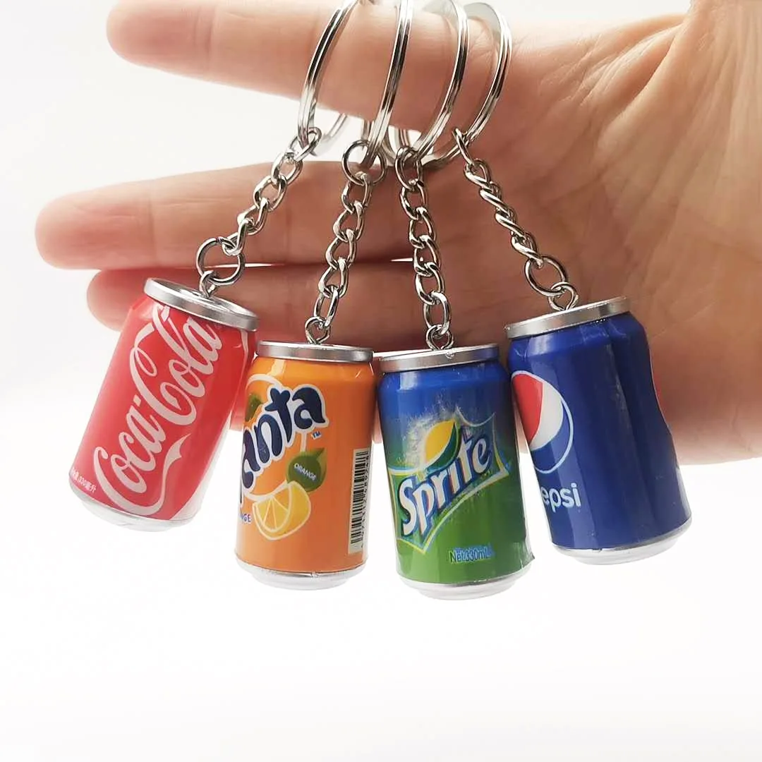 

Creative small gift simulation beverage bottle keychain bag pendant Coke bottle Sprite Fanta student surrounding