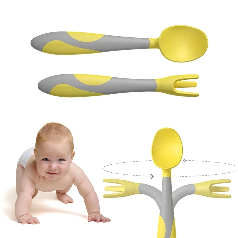 

Wholesale Food Grade Bendable Utensils Silicone Baby Spoon And Fork