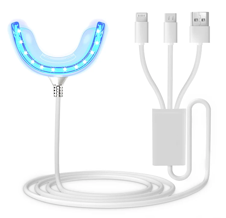 

smilekit CE approved Private label charged by iphone or android Tooth blue light teeth whitening, White color
