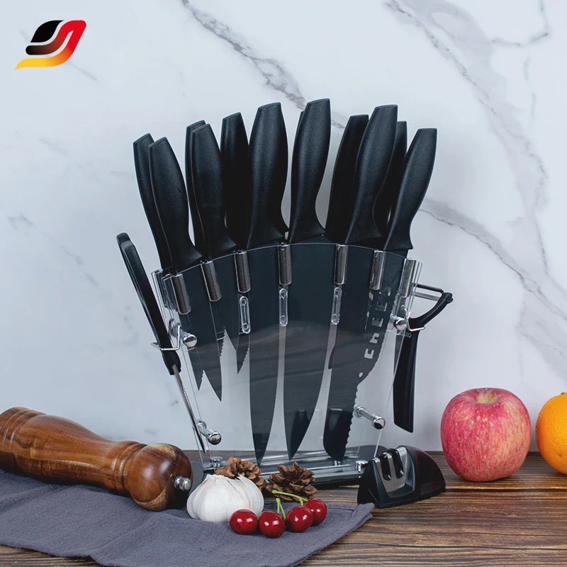 

custom logo 17 piece stainless steel cooking chef knife kitchen Kitchen Knife Set with Acrylic block