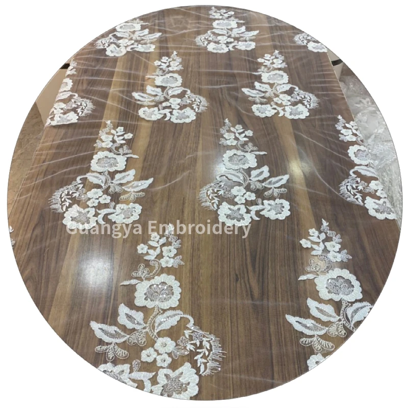 

Best Service Embroidery Fabric White Wedding Dress Embroidered Lace Fabric for Wedding Dress, Multicolor