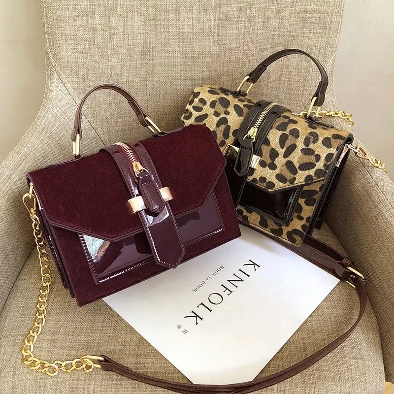 

JOYIE Popular Style Crossbody Bag Designer Frame Handbag Women Hand Bags Suede Leather Ladies Handbags Leopard Purse