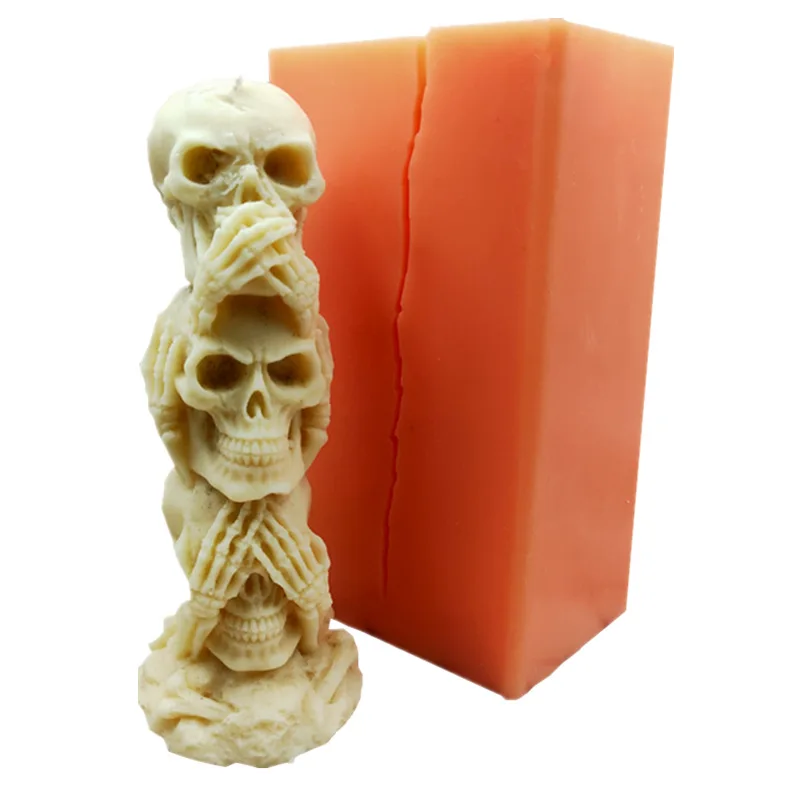 

0646 DIY Epoxy 3D Mouth Cover Ear Cover Eye Bones Plaster Swing Table Decoration Mold Aromatherapy Candle Mold, Orange