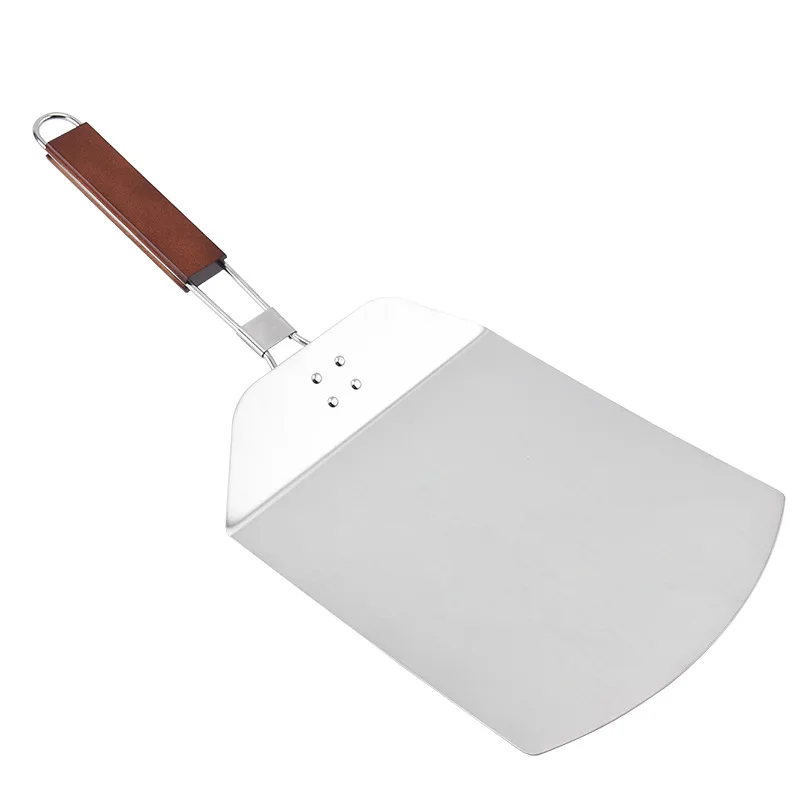 

Foldable Pizza Peel Extra Large Pizza Paddle Stainless Steel With Folding Wooden Handle, As shown