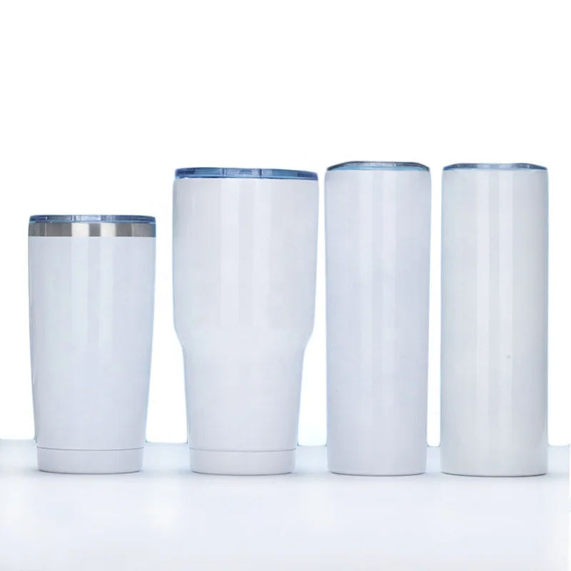 

New straight Vacuum double walled Stainless sublimation tumblers 20 oz skinny straight blanks for Dye Sublimation Heat Press, White