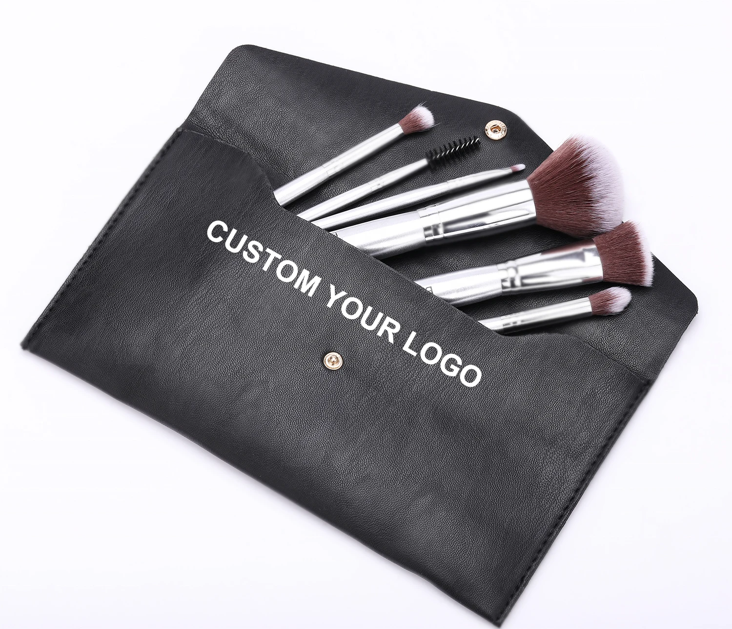 

Hot sale BS-MALL Fashion Makeup Brushes Case custom logo PU Leather Pouch Women's Small Cosmetics makeup Brush bag, Black