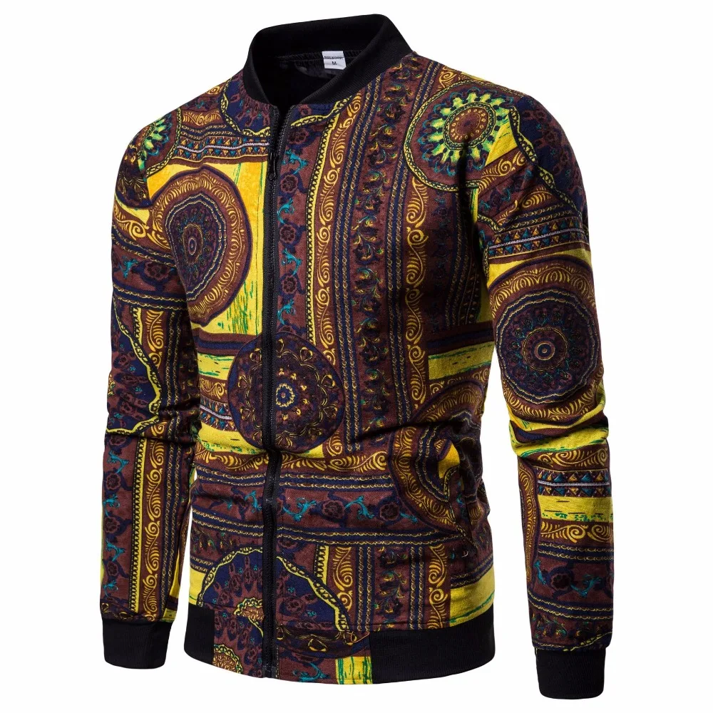 Spring Plus Size Ethnic Print Jacket Men Hip Hop Male Fashion Leisure Cotton Bomber Jacket - Buy 