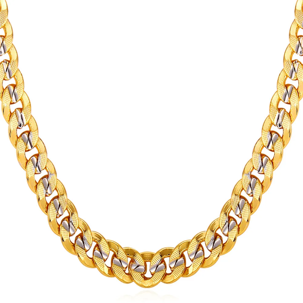 

Wholesale Custom Hip Hop Cuban Curb Link Mens Stainless Steel 14k 18k Gold Plated Cuban Chain Necklace