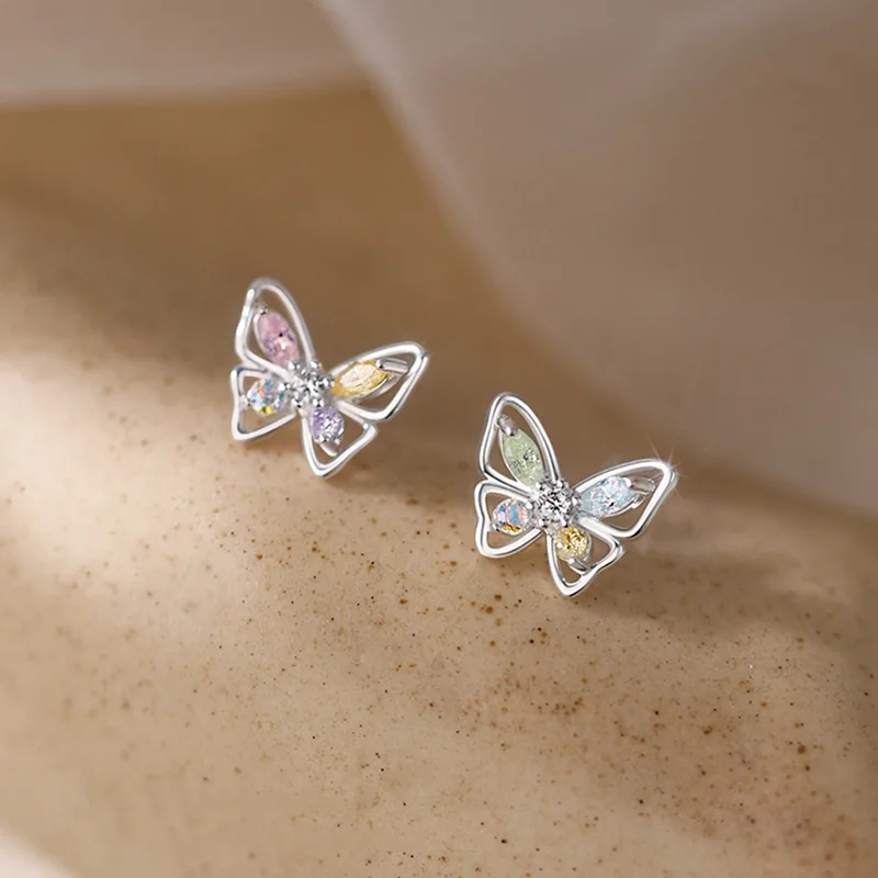 

G1933 Elegant Korean Jewelry Crystal Earrings Women Rhinestone Cz Stone Butterfly Stud Earring