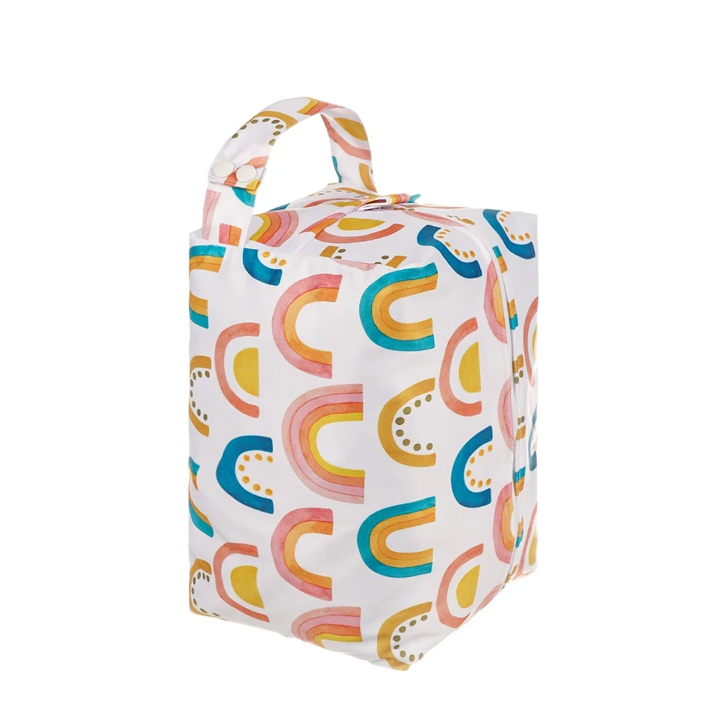 

Happyflute Mother Baby Diaper Bag Multi Function Waterproof Wet Bag 2 layers PUL Printing Diaper Pod, As showing /custom