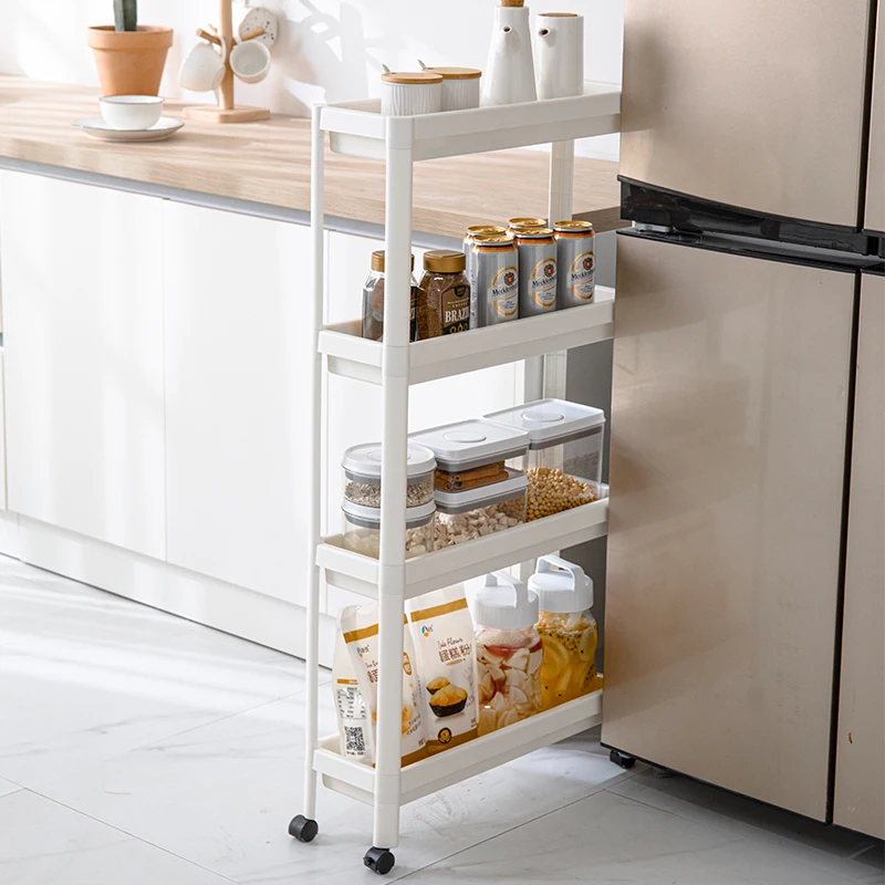 

3-tier Slim Sliding mobile kitchen food cart island Storage Rack organizer Serving Cart Shelf Narrow rolling trolley cart wheel