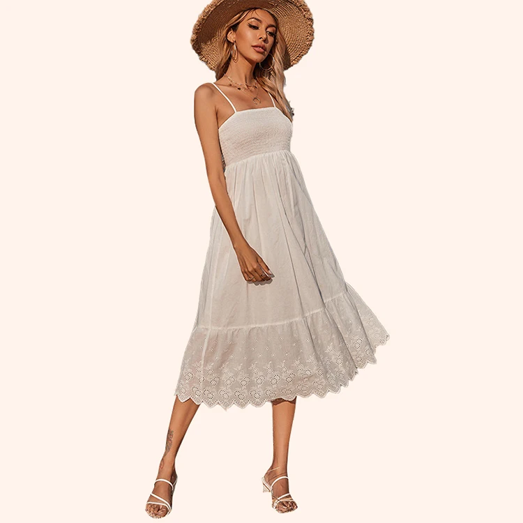 

Factory direct selling vintage hollow out dress lace retro spaghetti strap dress