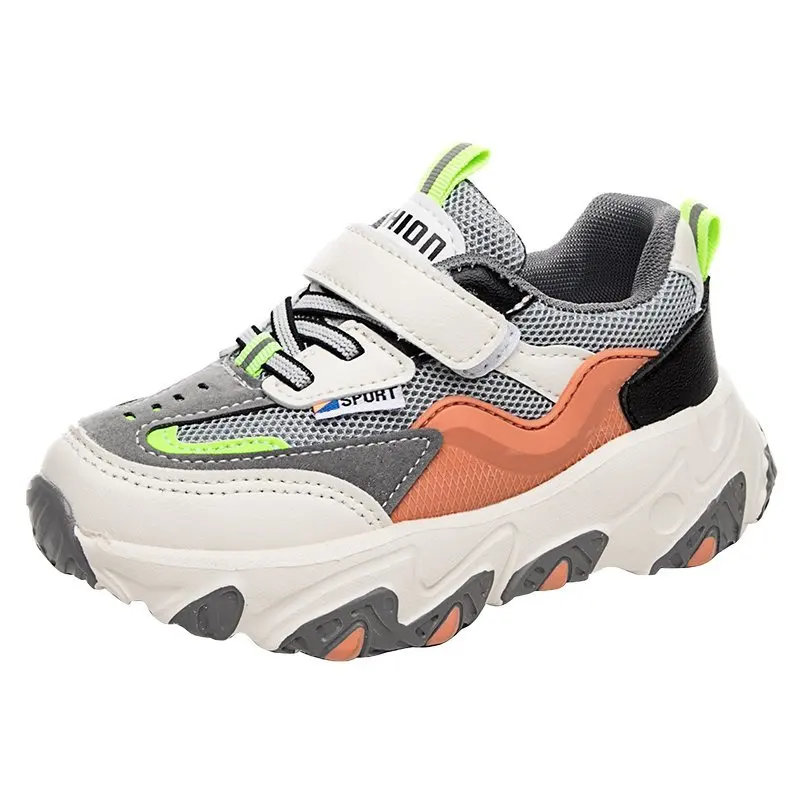 

2021 New Fashion Rainbow Kids Sport Shoes For Girls Sneakers Students Breathable Mesh Children Shoes Boys Girls Sneakers, Yellow,pink, black