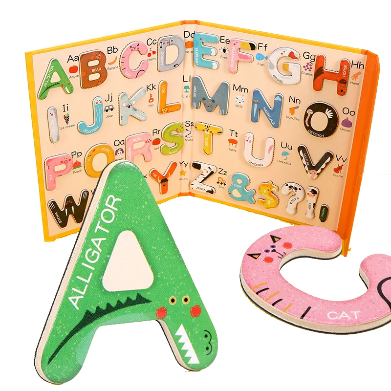 

Customized Portable Children's Letter Cognitive Magnetic Puzzle Wholesale Teaching Toy Magnetic Book Letter Sticker