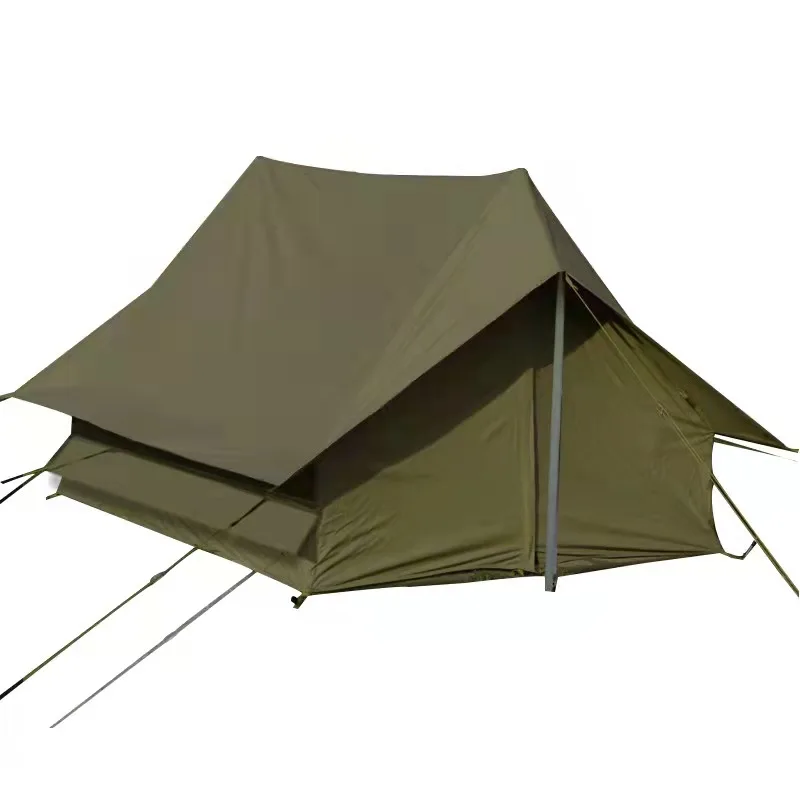 

Outdoor cabin type Oxford cloth army green retro field camping 2 person tent