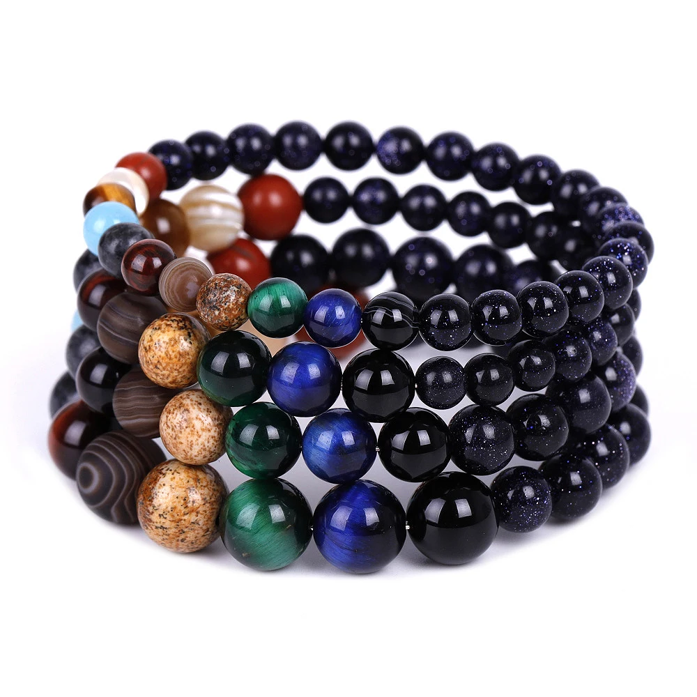 

Fashion Universe Solar System Bracelet Women Men Natural Stone Eight Planets Bracelet Gift Jewelry