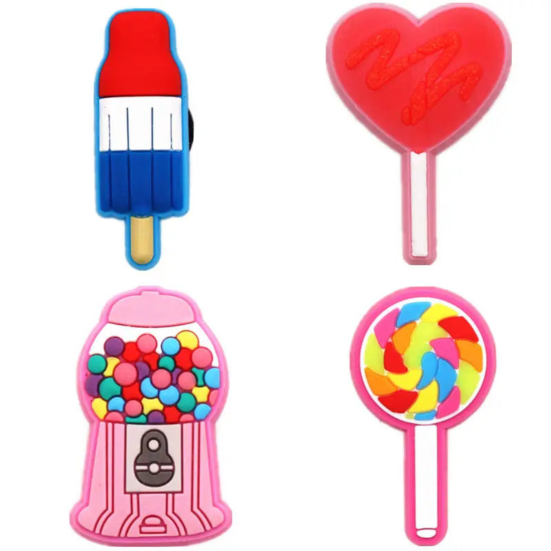 

1pcs Cartoon Foods Shoe Charms Cute Candy Ice Cream Lollipop PVC Shoe Accessories Decoraciones for Buckle NEW Kids Gifts